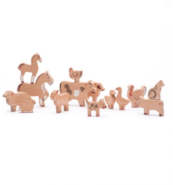 Drewniane figurki - zwierzęta domowe Farma (Bajo)