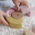 drewniane klocki różowy pchacz dla dziewczynki pastelowe kolory różne kształty Wiek 1+