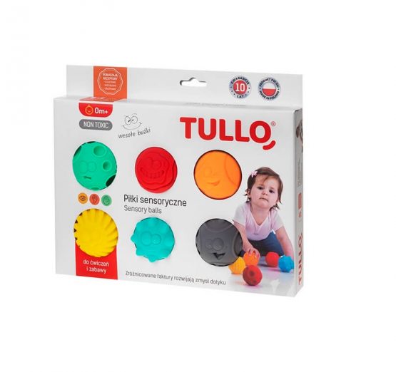 Piłki sensoryczne- Buźki, 6 sztuk (Tullo)