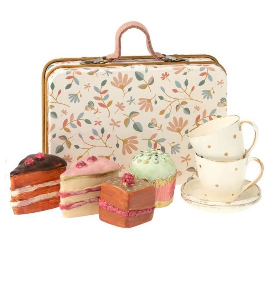 Zestaw kawowy w walizeczce dla myszek, Cake set in suitcase (Maileg)