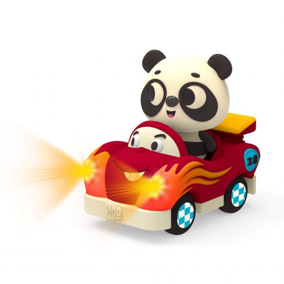 Miękkie sensoryczne autko z kierowcą – Panda (B.Toys)