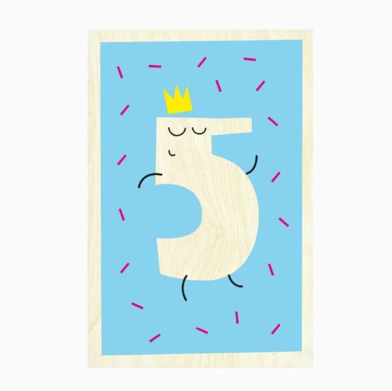 Drewniana kartka urodzinowa – Piąte Urodziny (Milin)