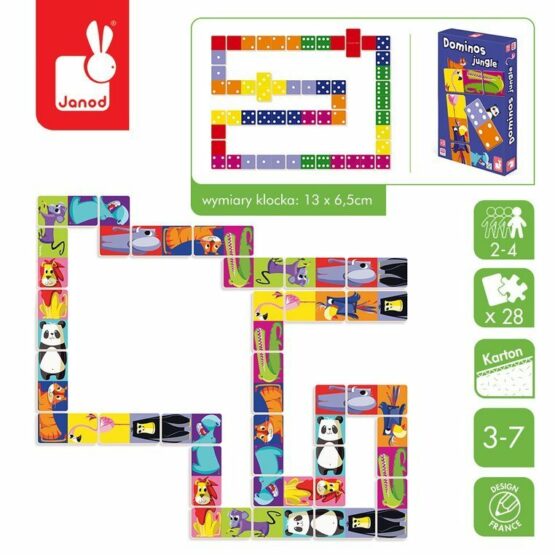 gra edukacyjna domino 3+ zwierzeta kolorowe domino