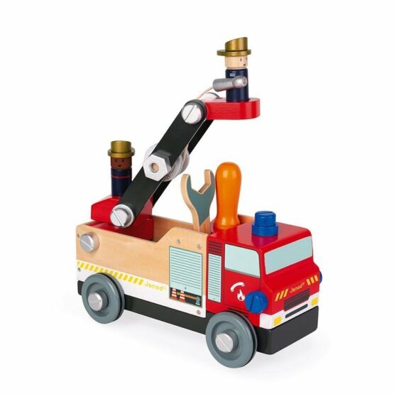 Drewniany wóz strażacki do składania z narzędziami Brico’kids (Janod)