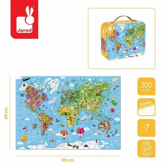 Puzzle w walizce - Ogromna mapa świata (Janod)