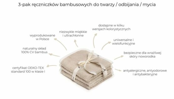 Zestaw ręczników bambusowych, 3-pak, pudrowy róż (My Memi)