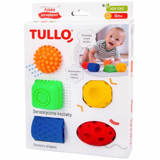 Piłki sensoryczne – nowe kształty, 5 sztuk (Tullo)