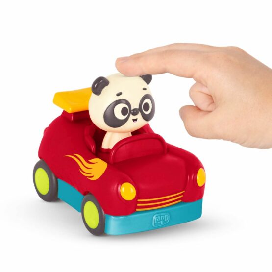 B.toys auto z napędem sterowane pilotem w postaci kierownicy z kierowcą pandą