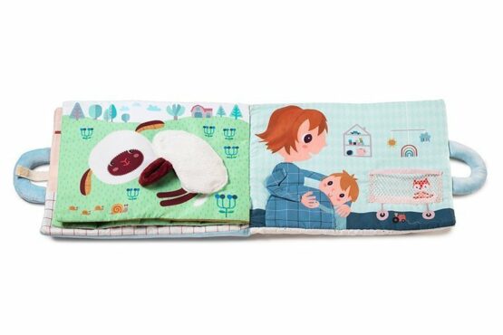 Lilliputiens miękka książeczka aktywizująca z mini przytulankami kreatywna Baby boom Farma 18m+