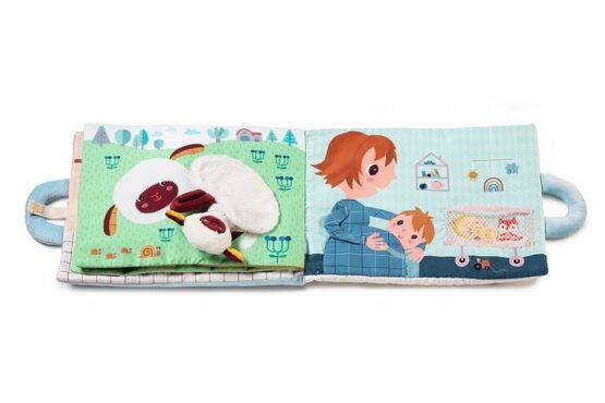 Lilliputiens miękka książeczka aktywizująca z mini przytulankami kreatywna Baby boom Farma 18m+