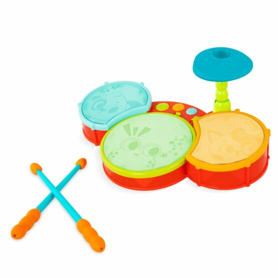 Instrumenty dla dziecka pałeczki, mambrany bębnów, talerz perkusyjny