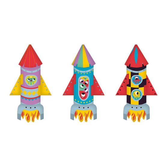 Zestaw kreatywny – Papierowe rakiety z wyrzutnią (Janod)