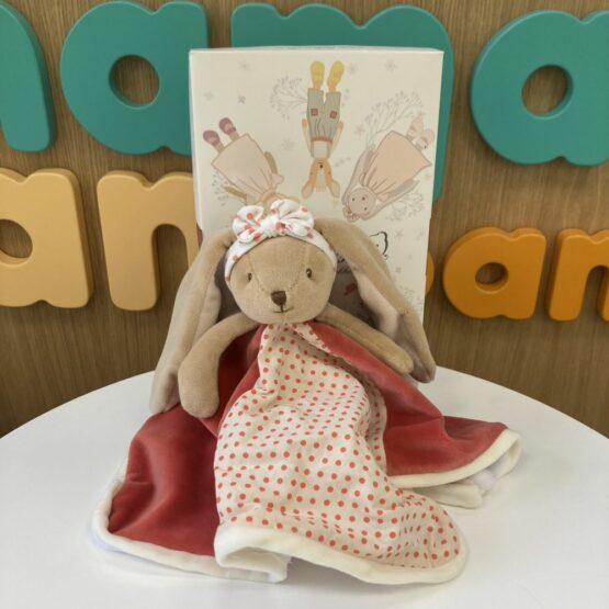 Przytulanka Króliczek Czerwony w pudełku Baby Bunny Baby Rug, 30 cm (Bukowski Design)