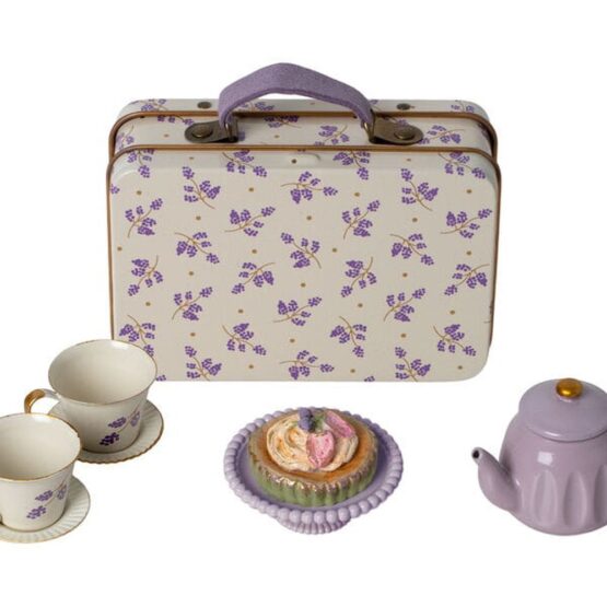 Walizka z ciasteczkami i serwisem do herbaty dla myszek – Purple Madelaine (Maileg)