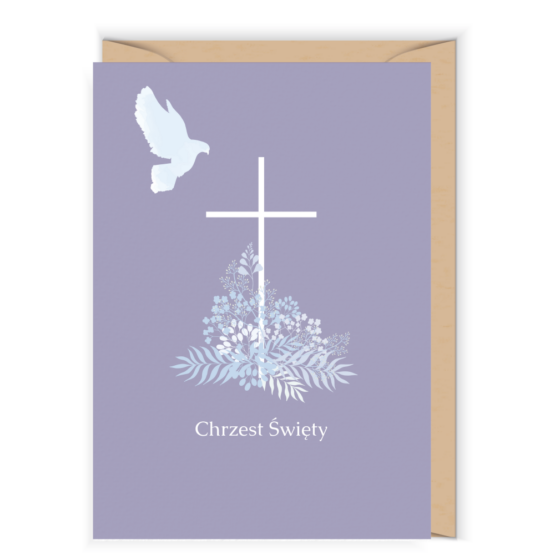 Kartka na Chrzest Święty – Niebieski Gołąbek (Cudowianki)