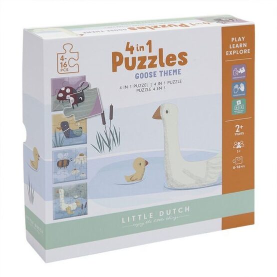 Puzzle 4 rodzaje zwierzątek – Little Goose (Little Dutch)